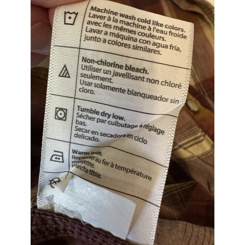 XL Carhartt Long Sleeve Snap Button Up Shirt Plaid Brown Western Work - Picture 4 of 9